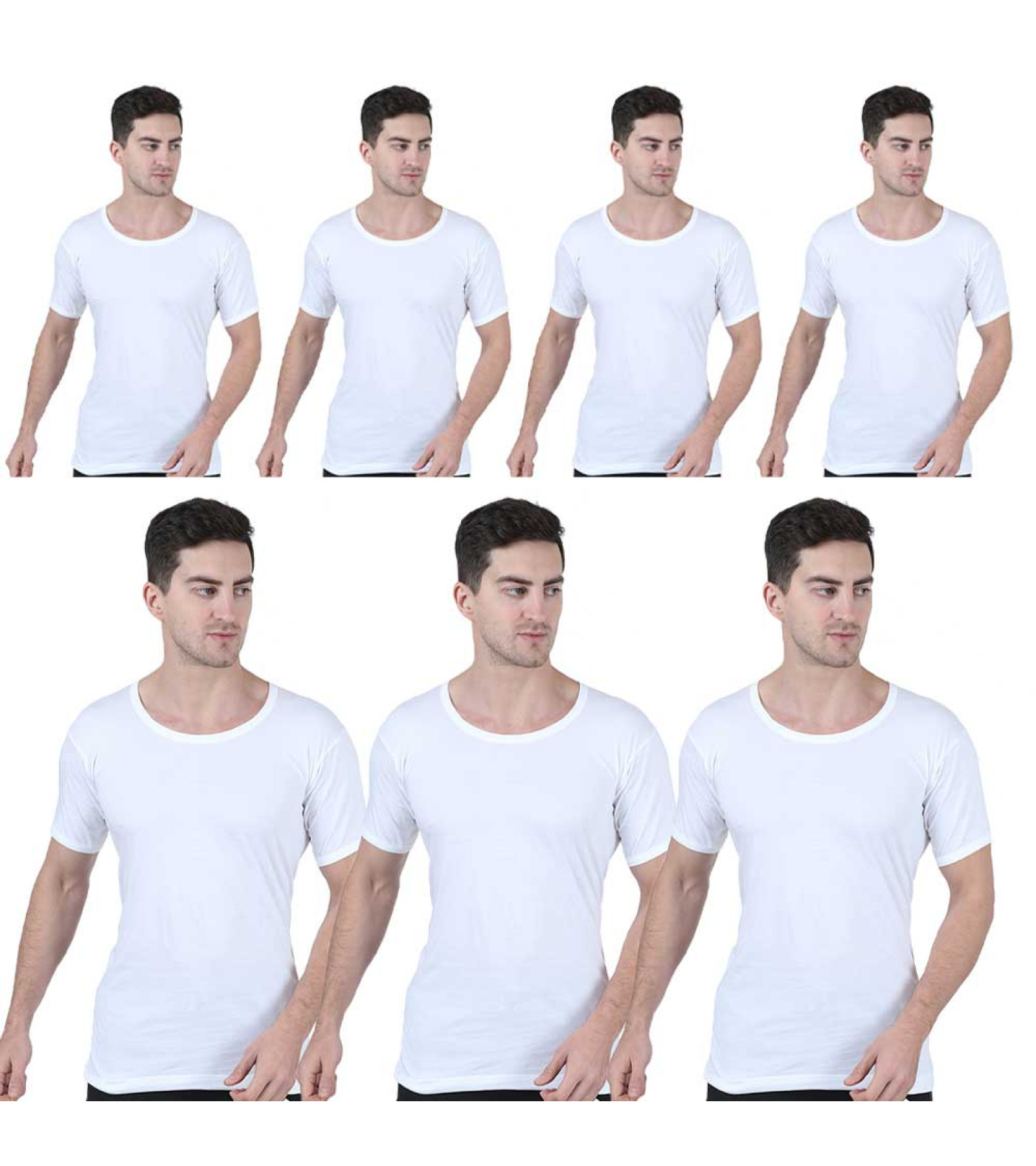 Men's Cotton RNS Vest Combo Pack of 7 White
